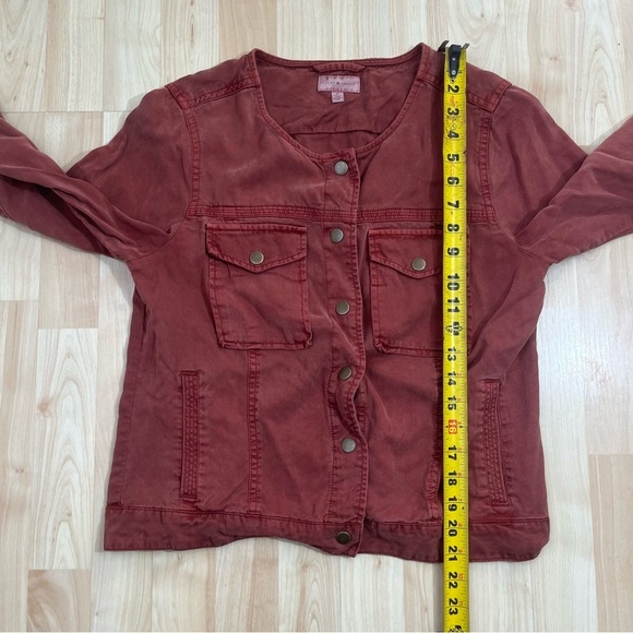 Lucky Brand Rust Red Lightweight Snap Button Jacket 100% Lyocell Size Medium - Picture 3 of 6
